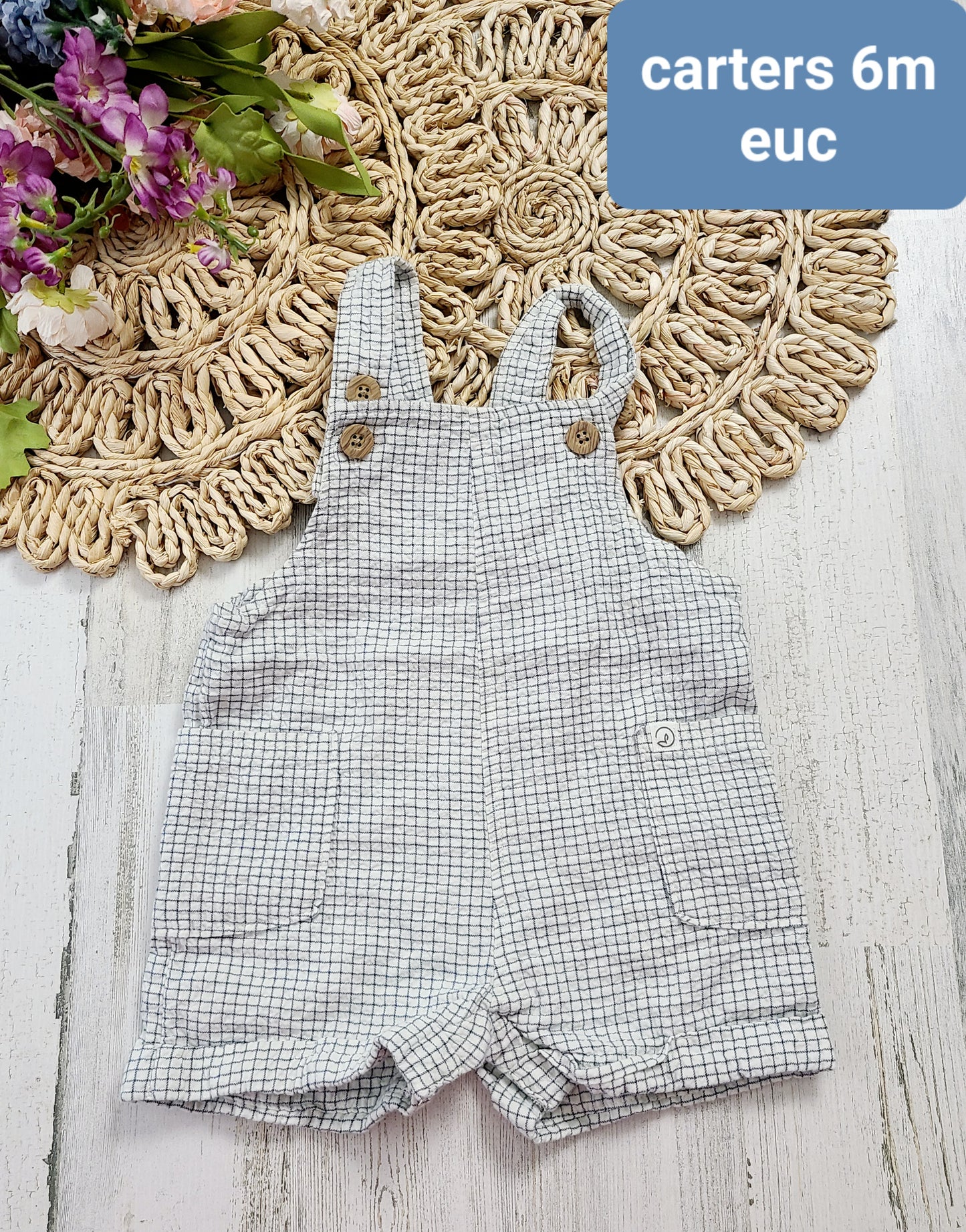 carters window pane overall shorts