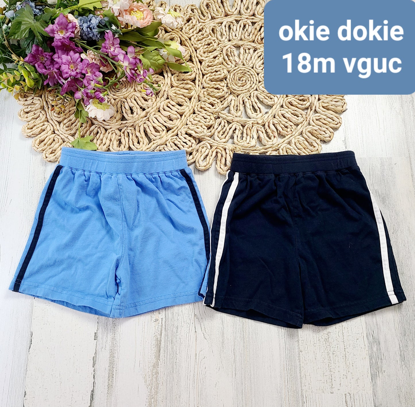 okie dokie blue and black shorts