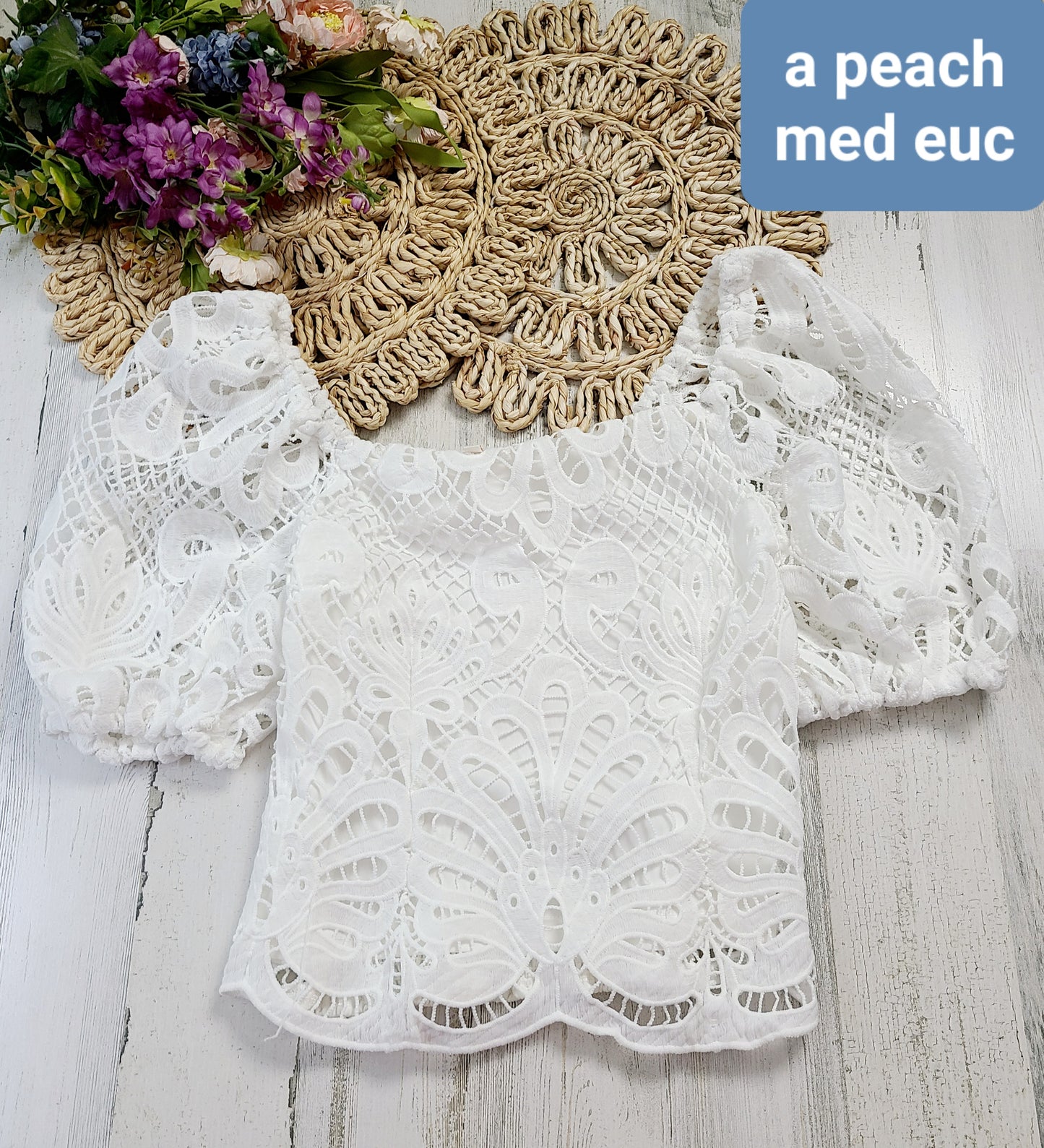 a peach white eyelet
