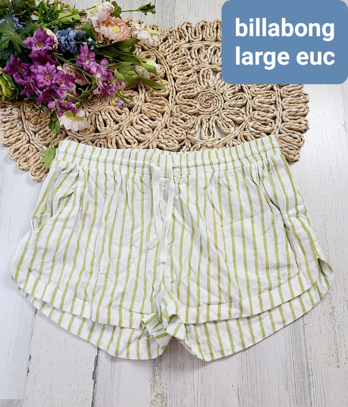 billabong green stripe shorts