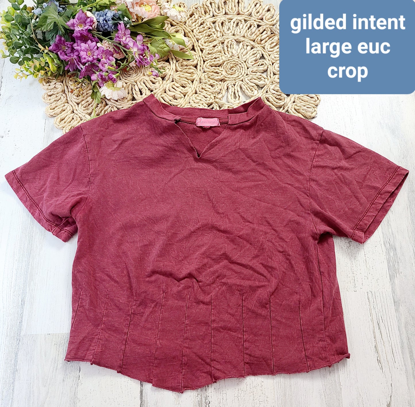 gilded intent red vneck crop