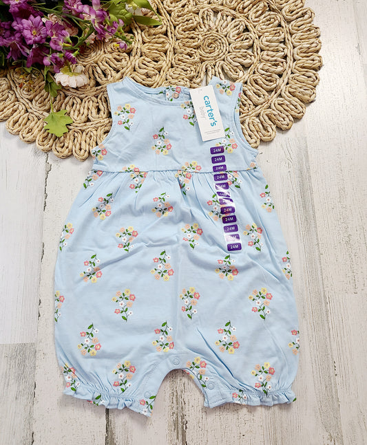 new blue romper with flowers carters