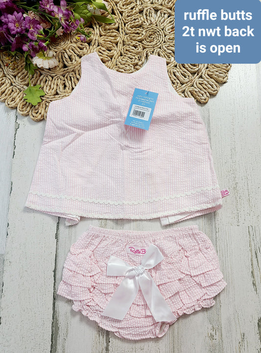 new ruffle butts pink striped open back