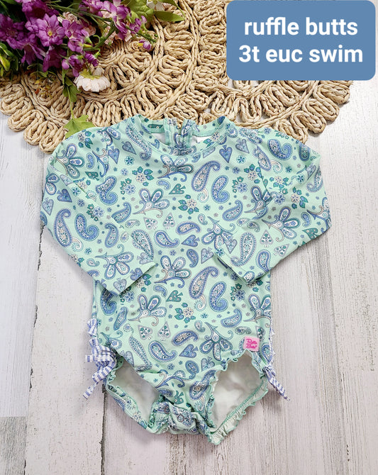 ruffle paisley long sleeve swim