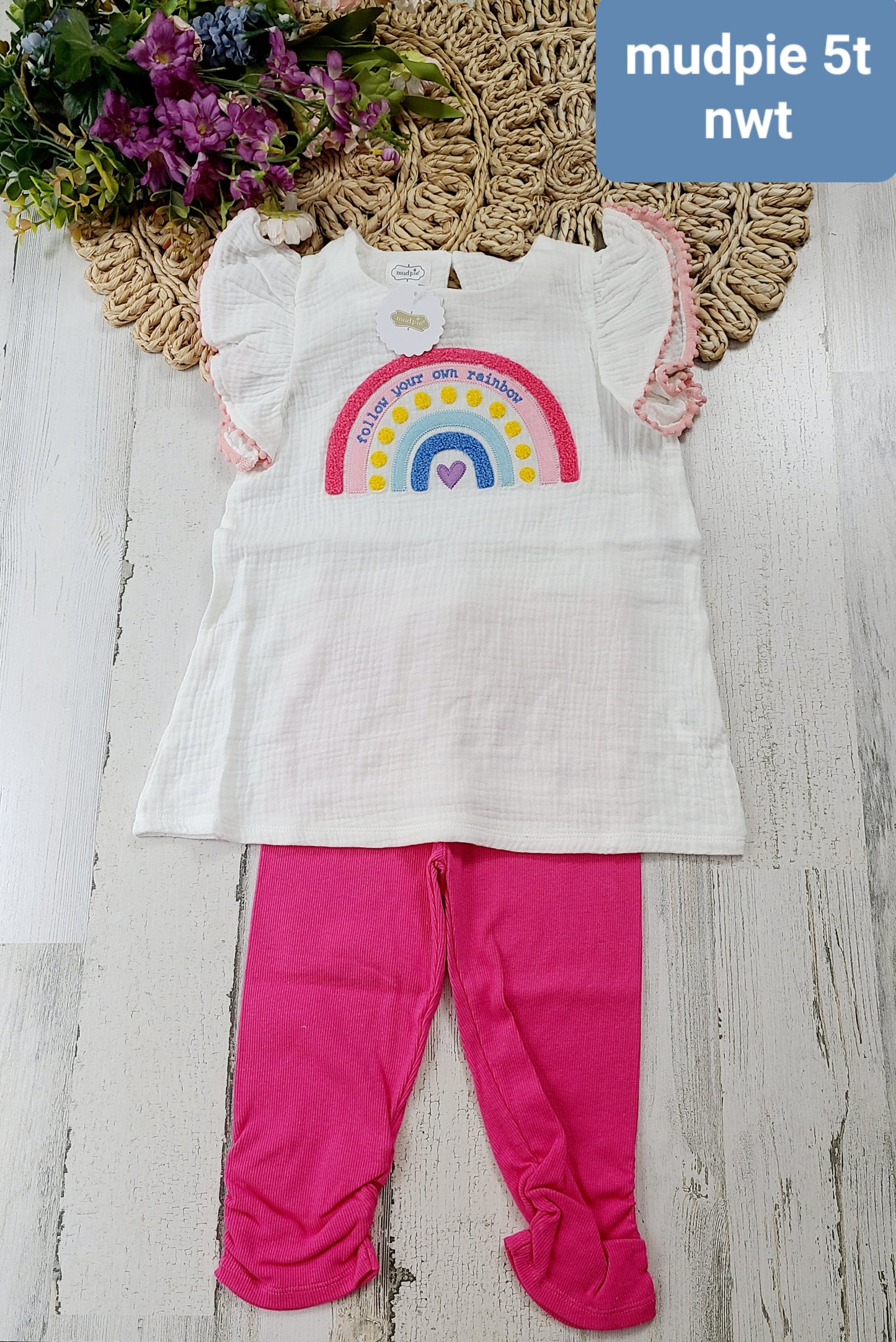 nwt mudpie follow rainbow