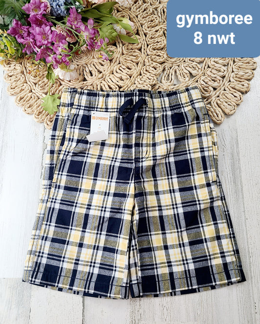 new gymboree plaid yellow black shorts