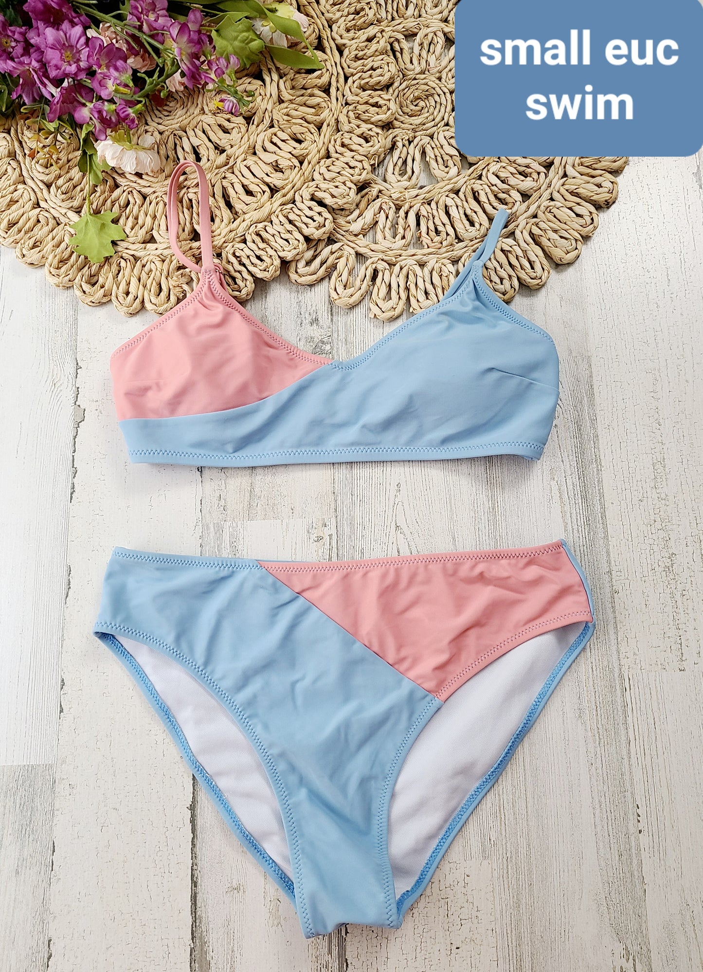 blue & pink swimsuit