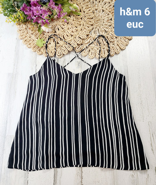 h&m black tank white stripes