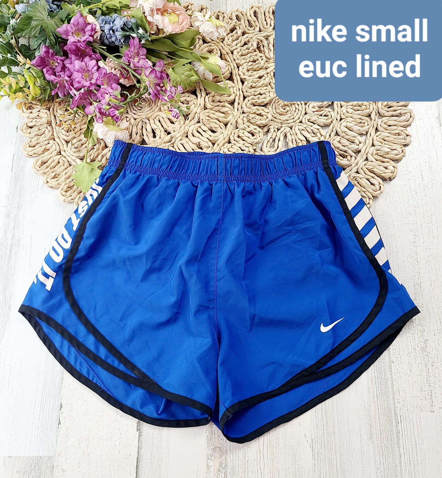 nike blue lined shorts just do it