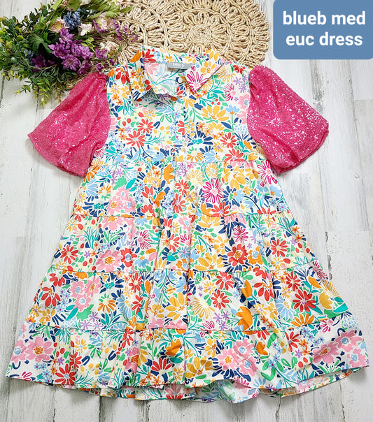 blueb sequins sleeves dress
