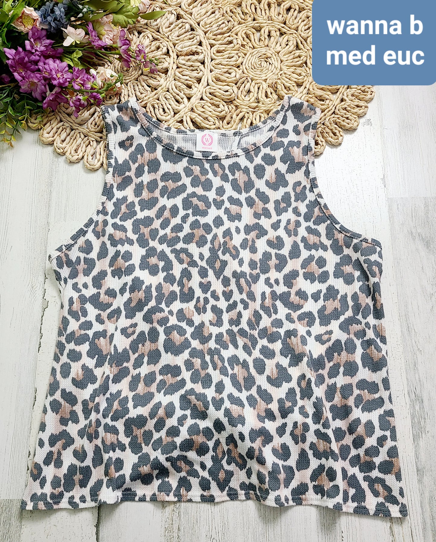 wanna b leopard tank tie back