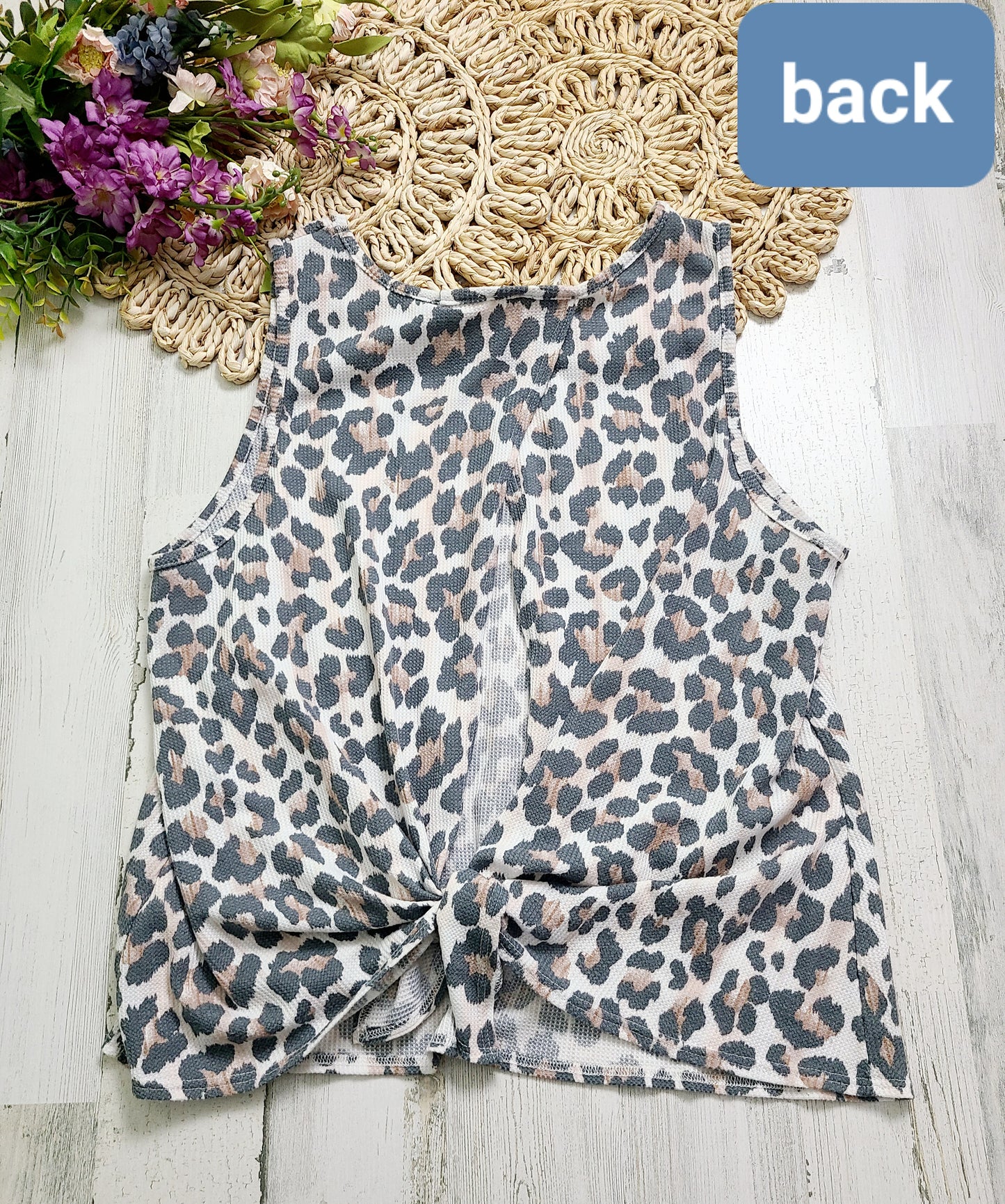 wanna b leopard tank tie back
