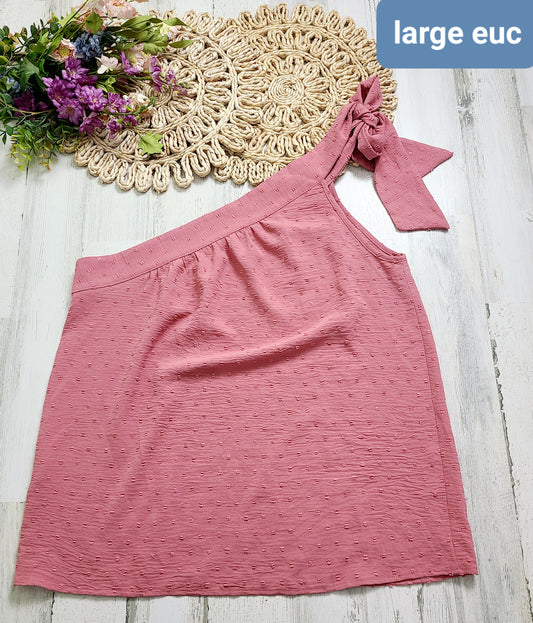 large one shoulder pink tank