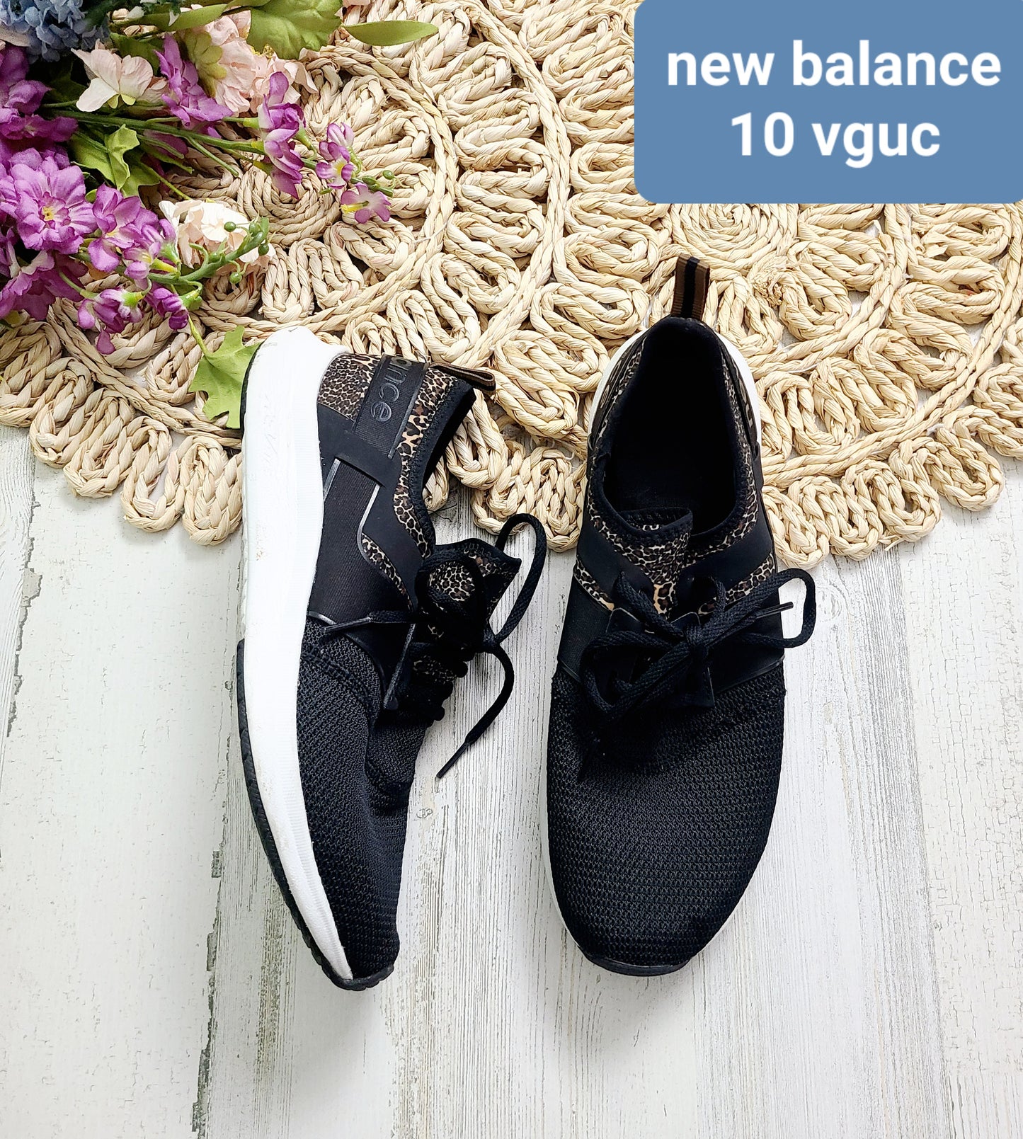 new balance black leopard sneakers