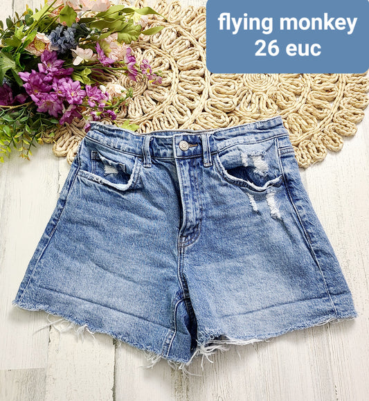 flying monkey raw hem shorts