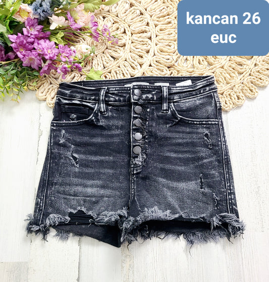 kancan button fly gray shorts