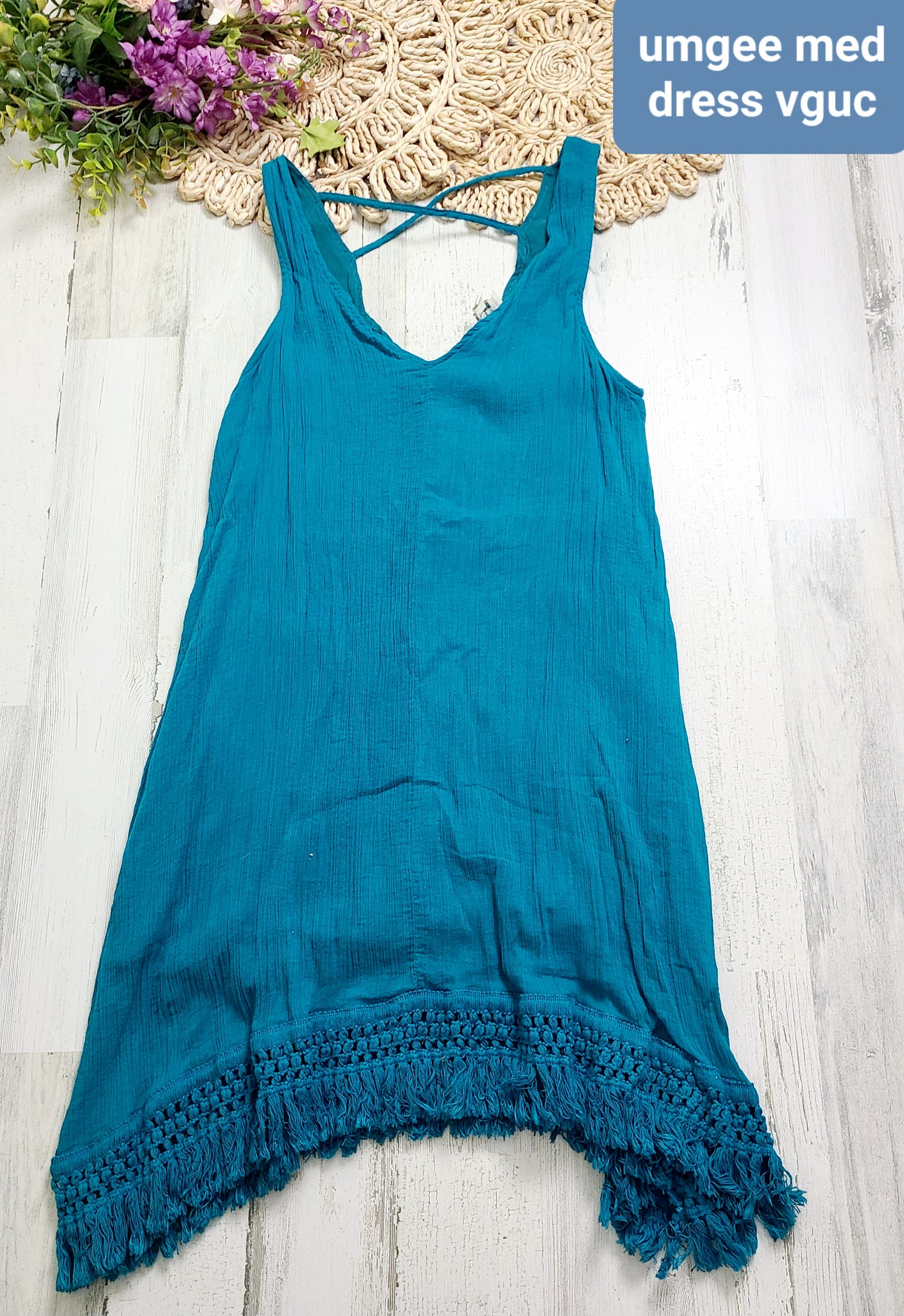 umgee blue tassle dress