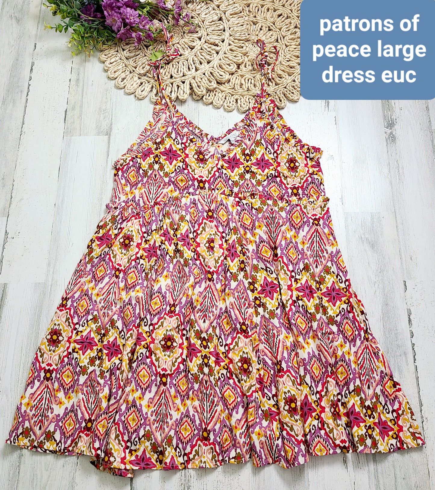 patrons of peace large sphagetti strap dress