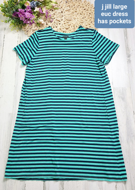 jjill striped navy aqua dress