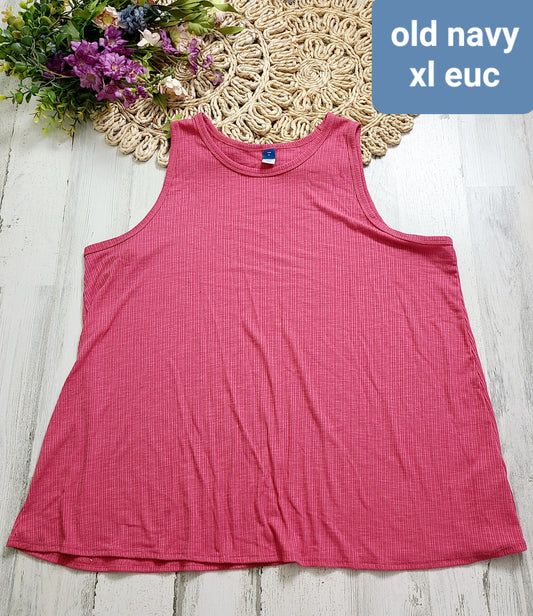 pink ribbed old navy xl tank top
