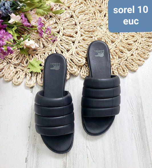 sorel black sandals