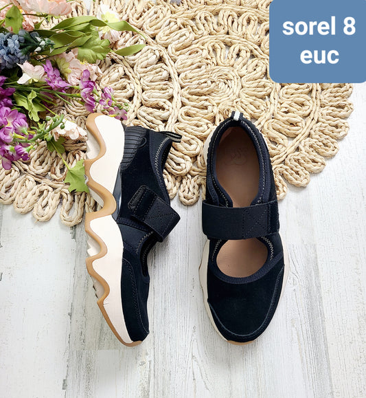 sorel black strap sneakers
