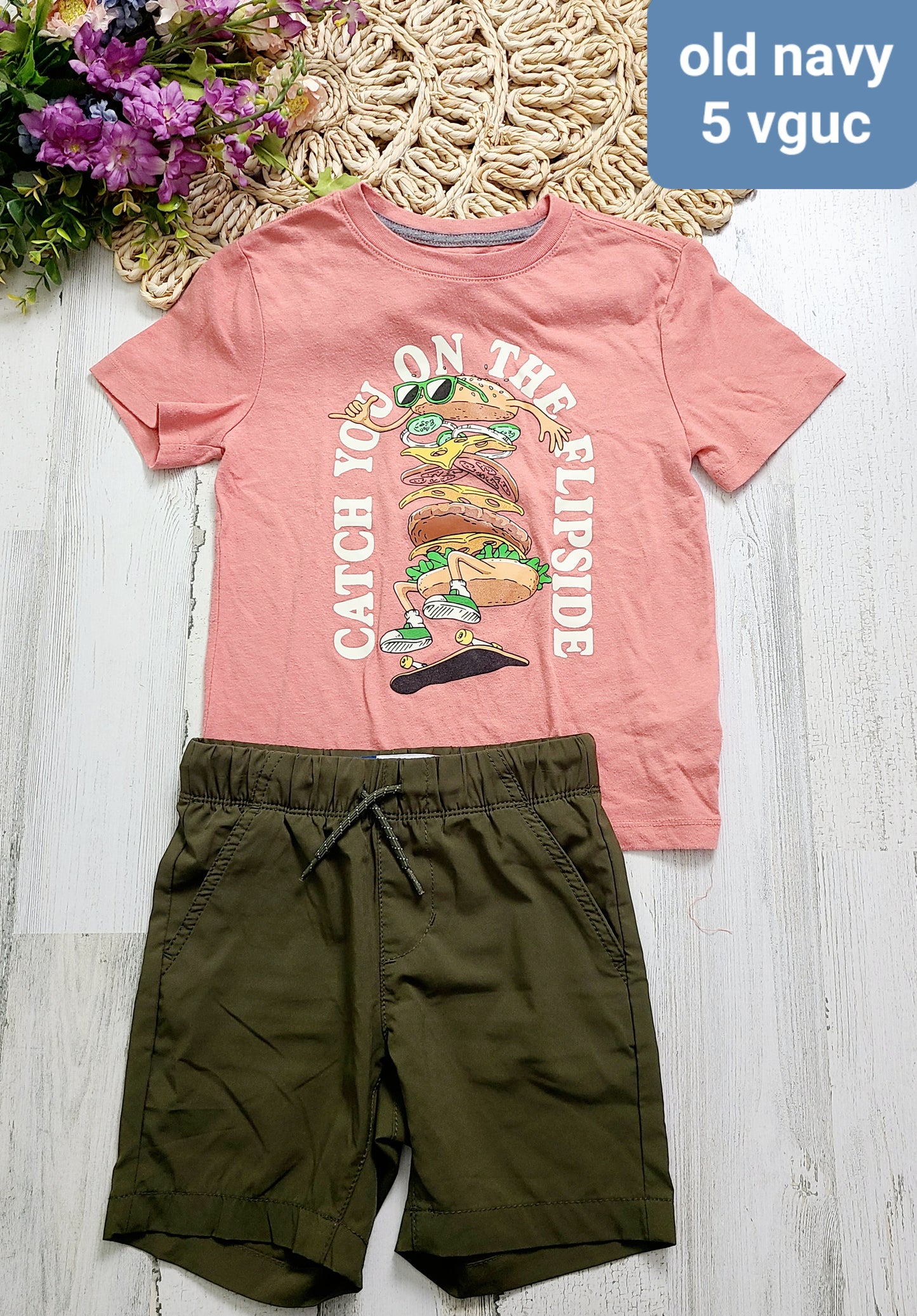 flipside tee green shorts