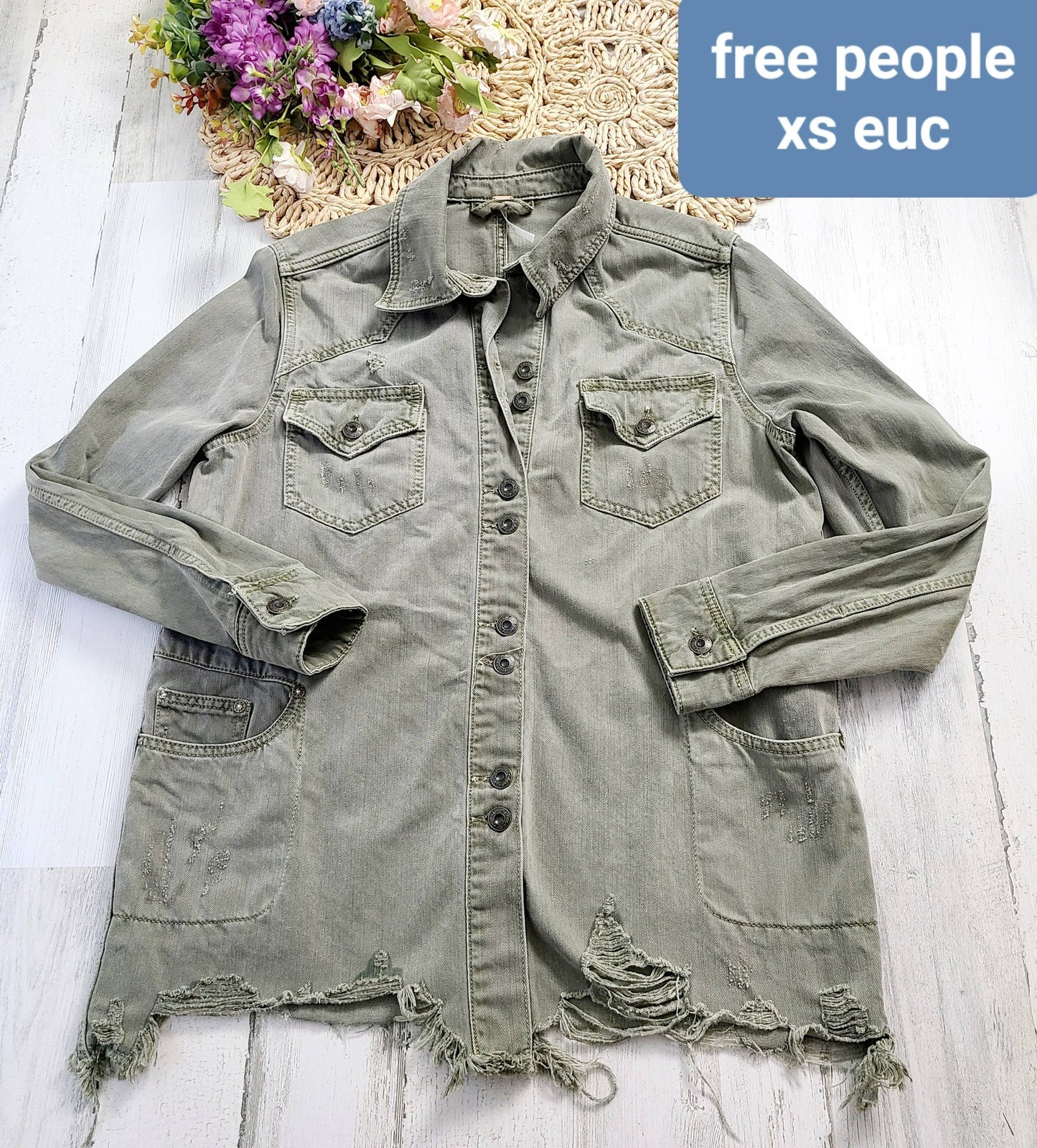 free people xs green jacket
