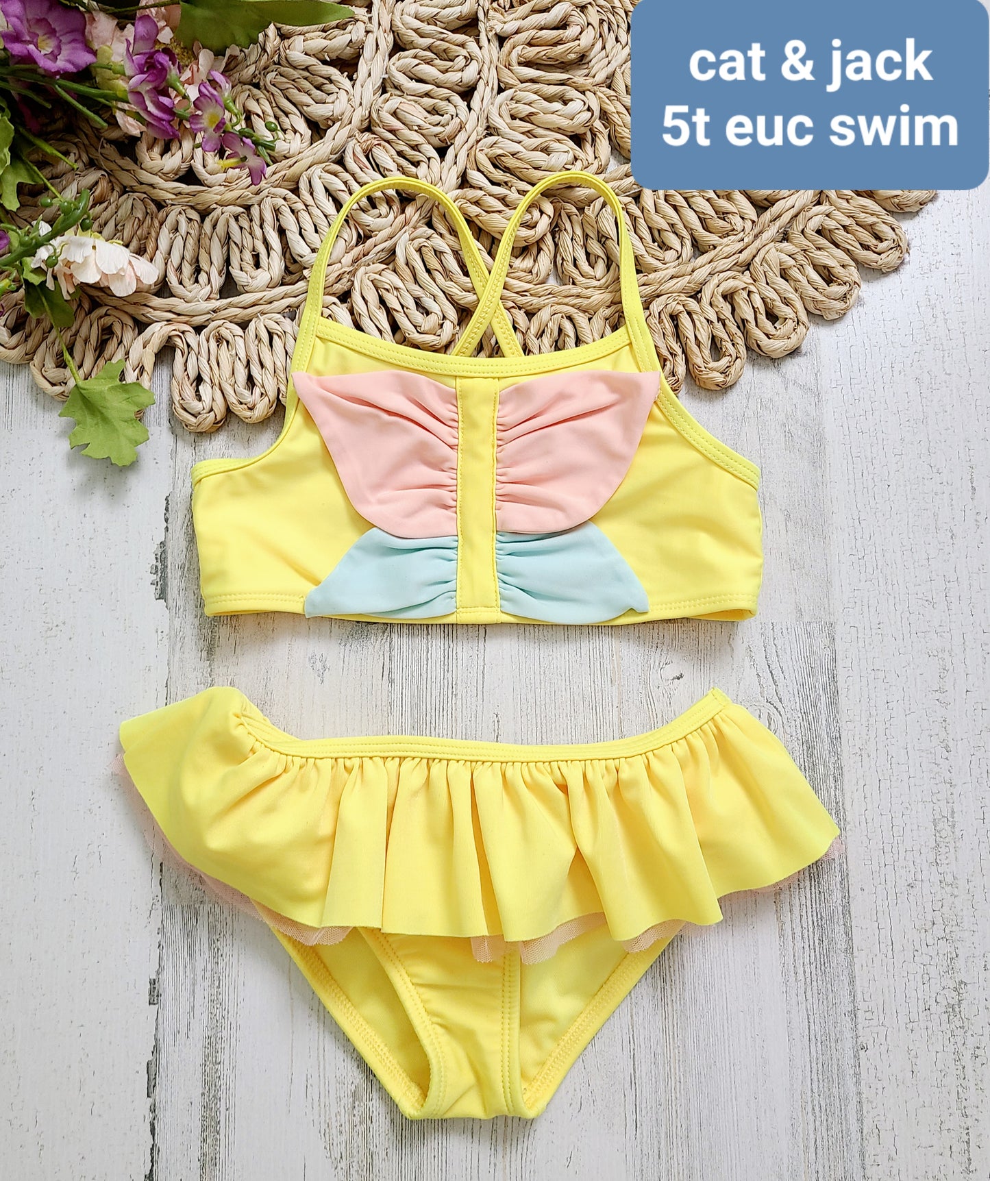 yellow swim c&j butterfly top