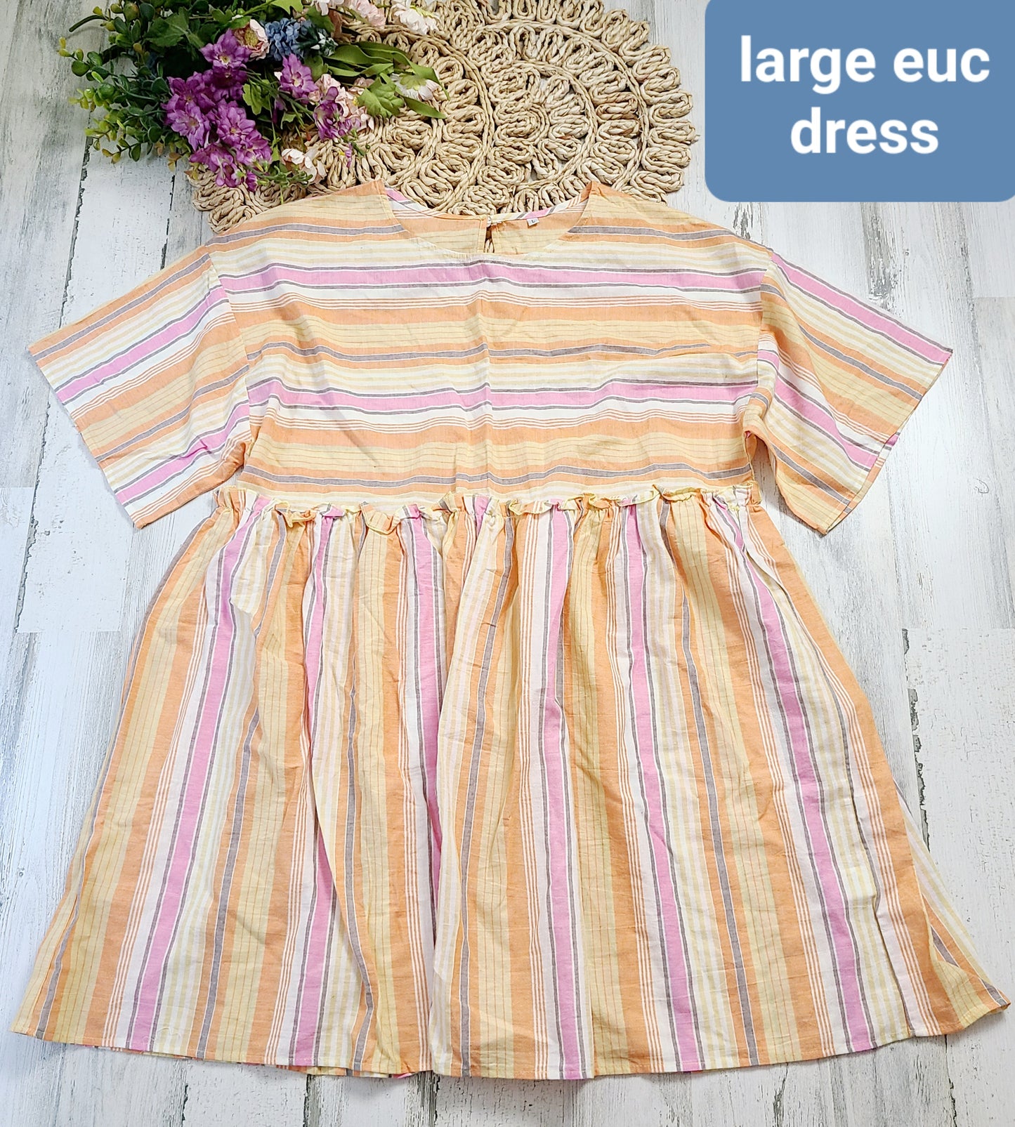 striped yellow and pink dress no brand