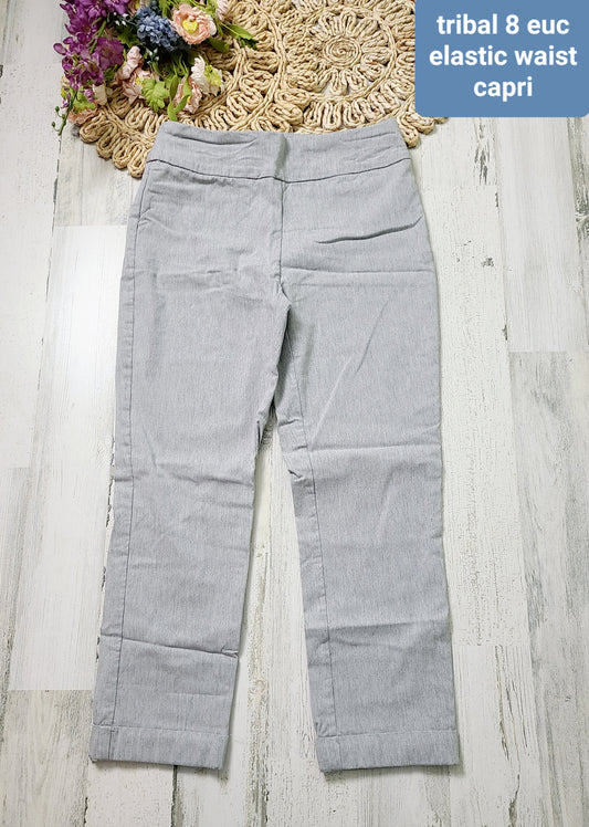 tribal gray elastic waist capri