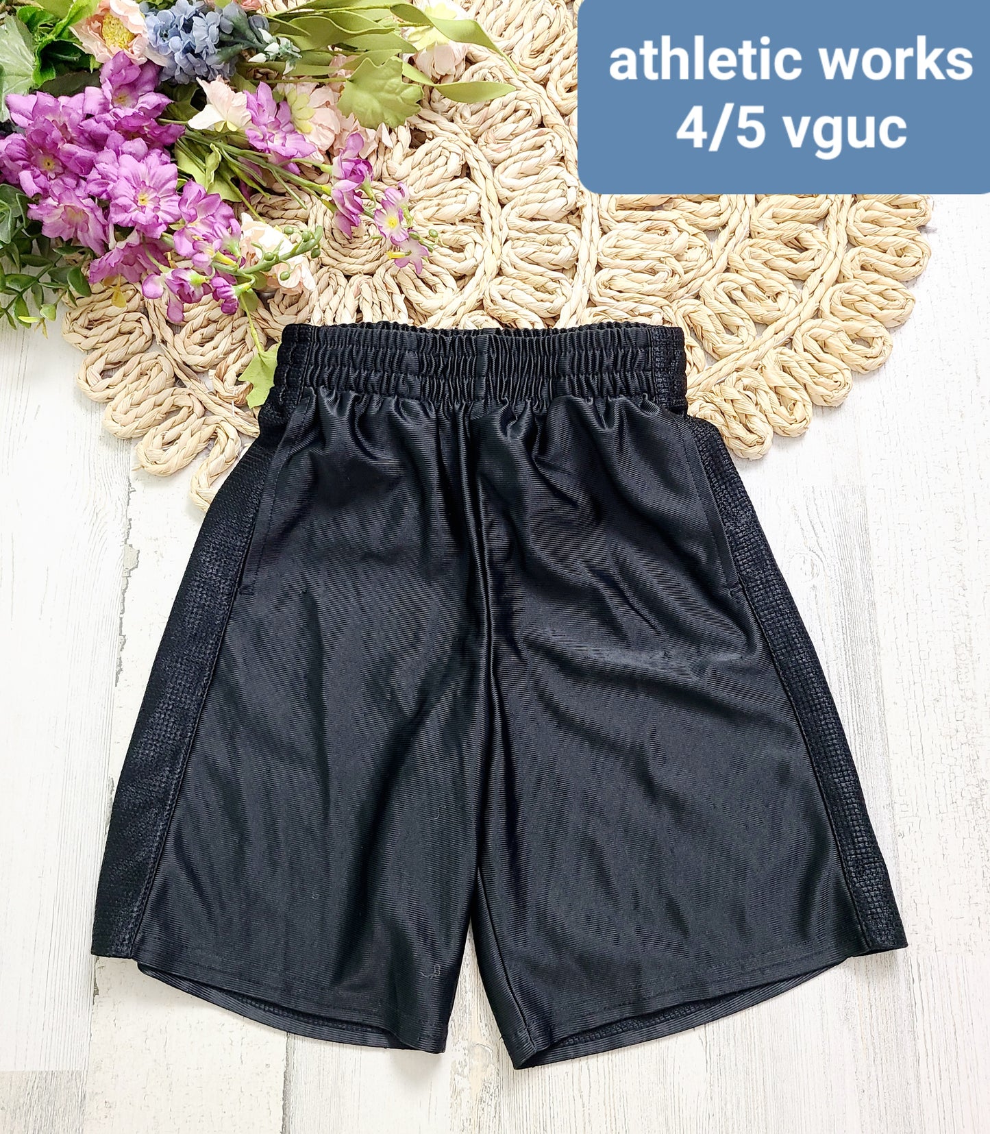 athletic works black 4/5 shorts
