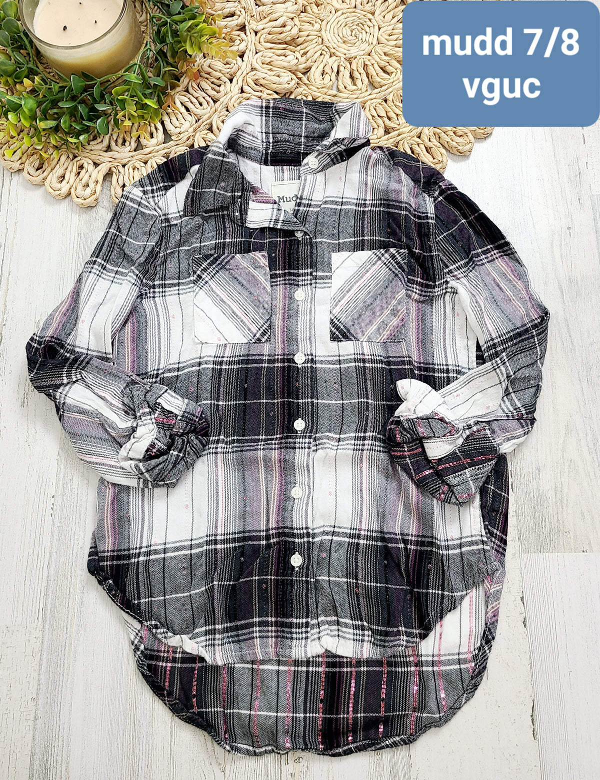 pink black & white flannel mudd