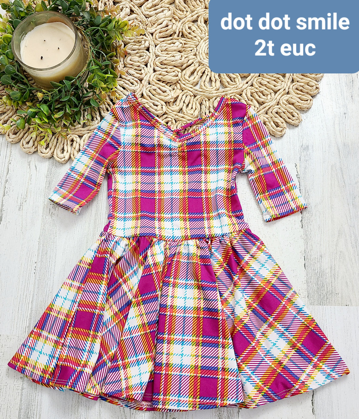 pink yellow blue checkered dress dotdot smile