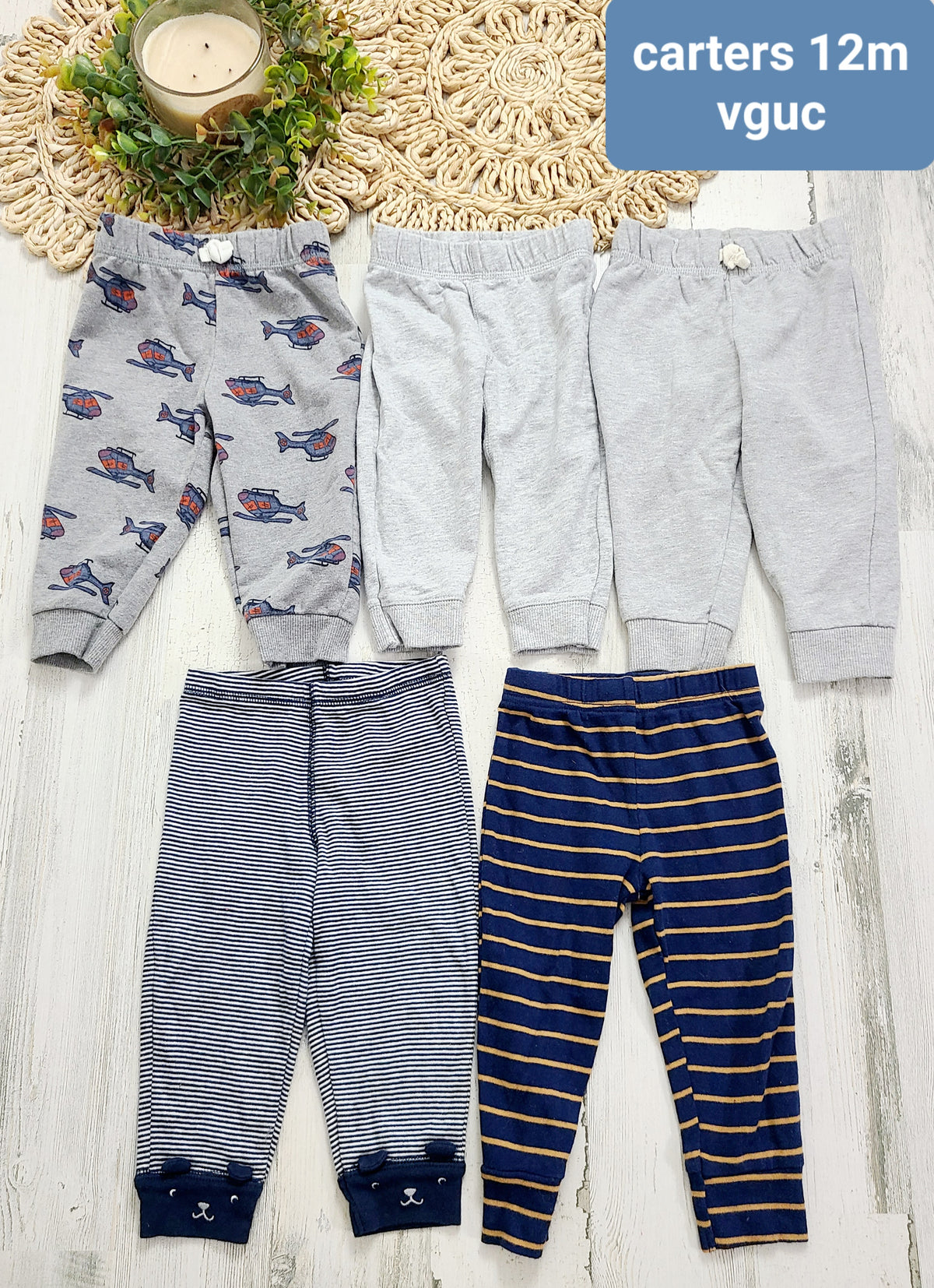 5 pairs of pants for baby boy carters 12m