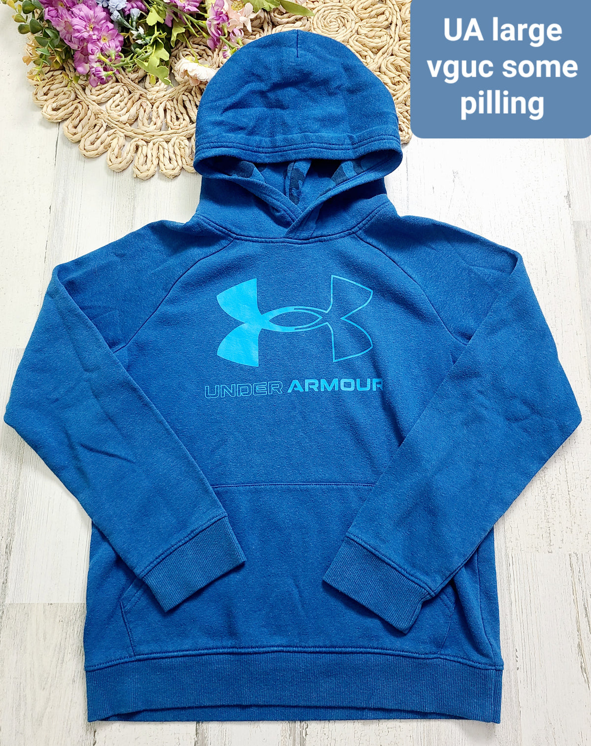 blue ua large hoodie boys