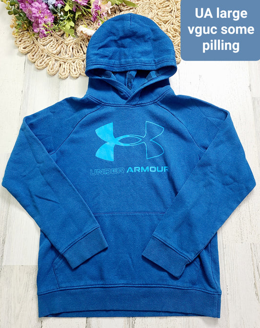 blue ua large hoodie boys