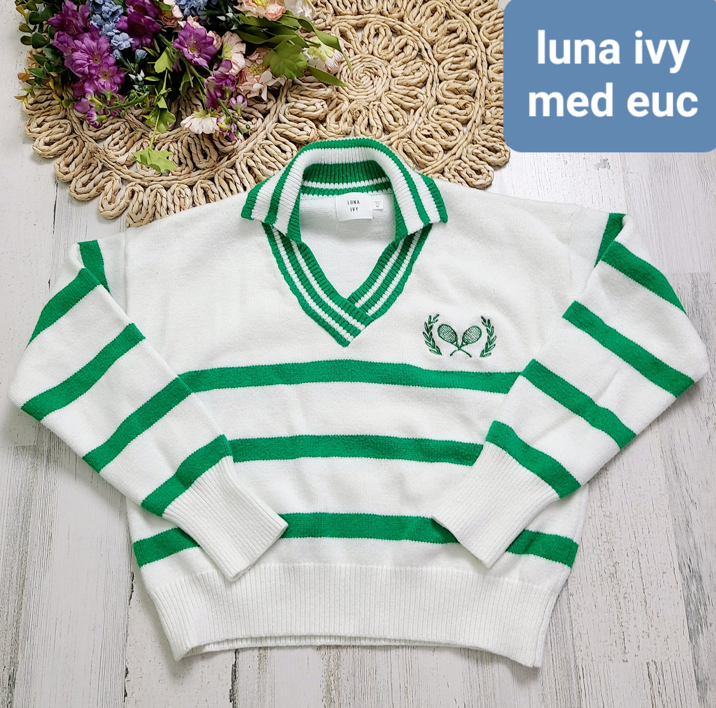 luna ivy green striped