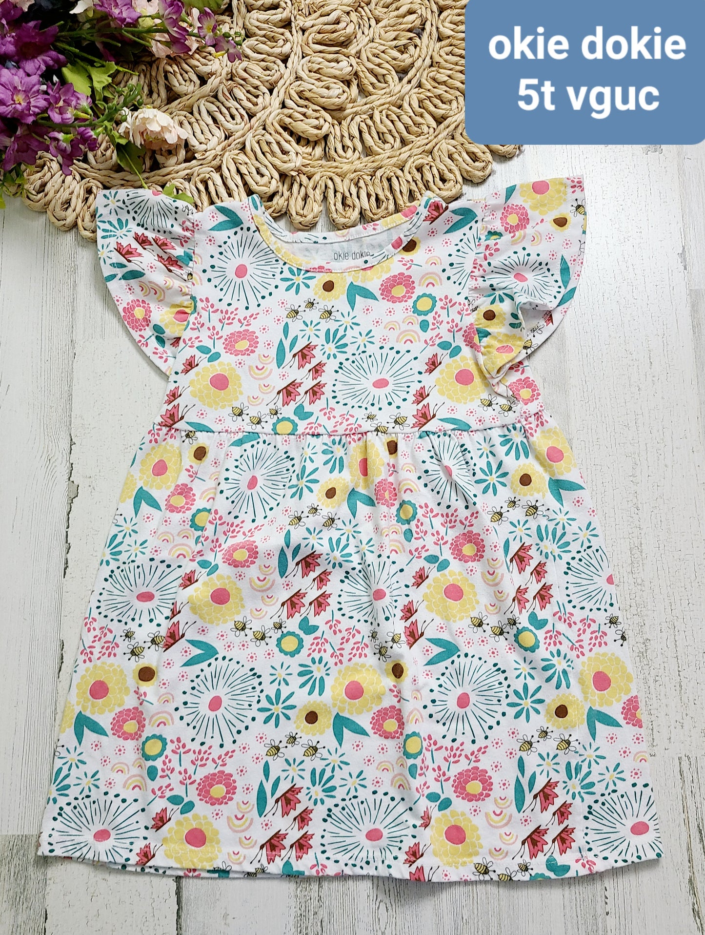 okie dokie yellow flower dress
