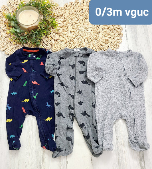 dino and gray pj 3 piece