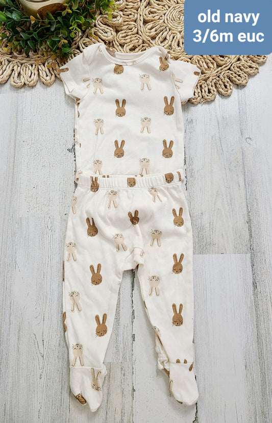 bunny pajamas white with tan old navy