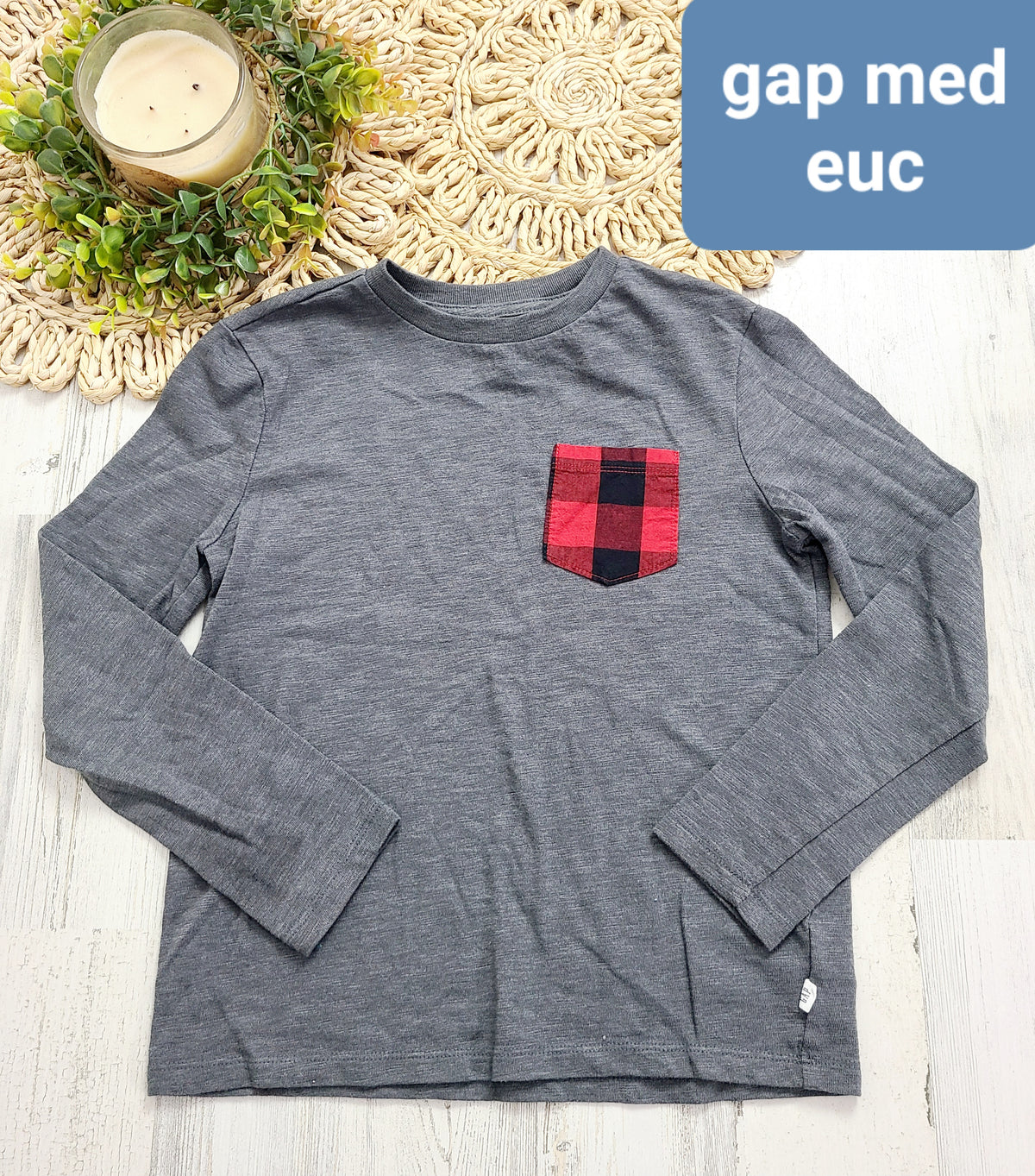 gray with buffalo plaid pocket