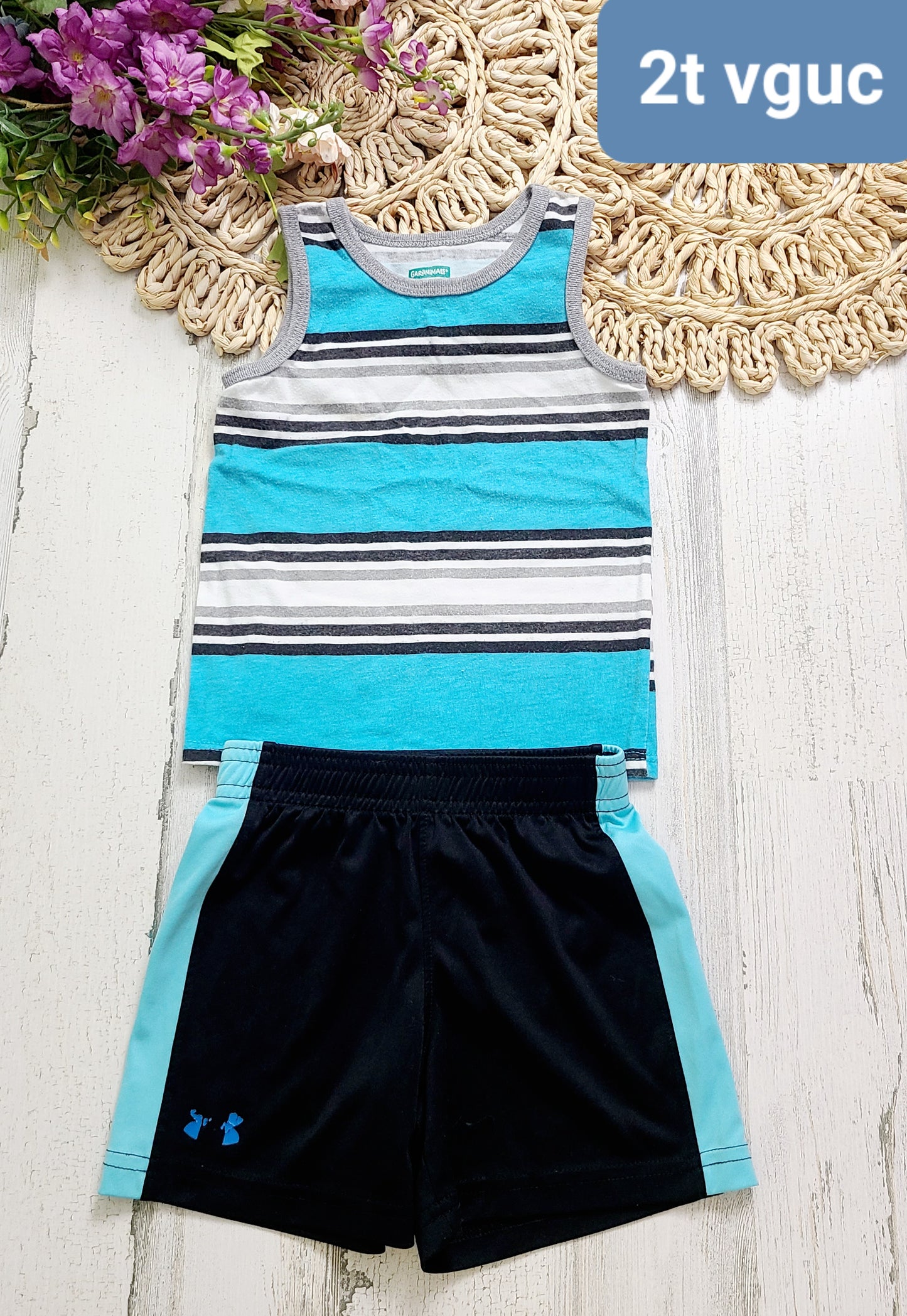 under armour shorts striped tank