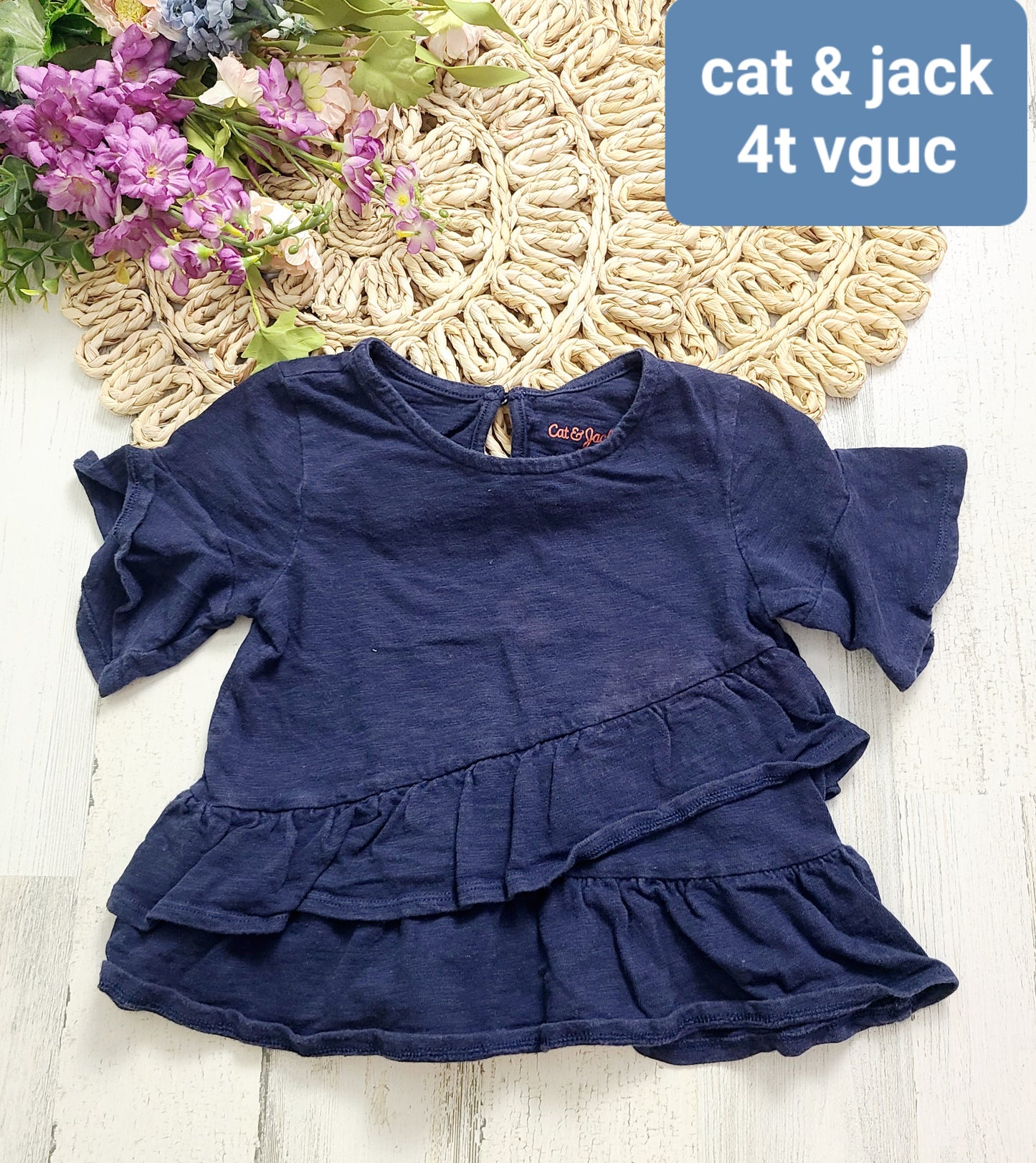 cat&jack navy ruffle top