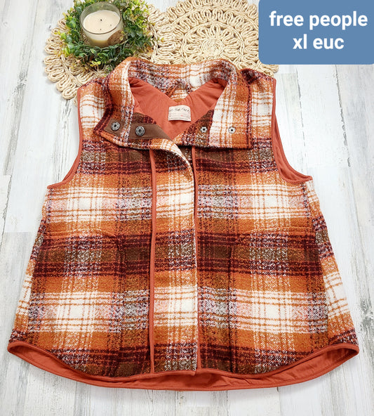 orange plaid vest free people