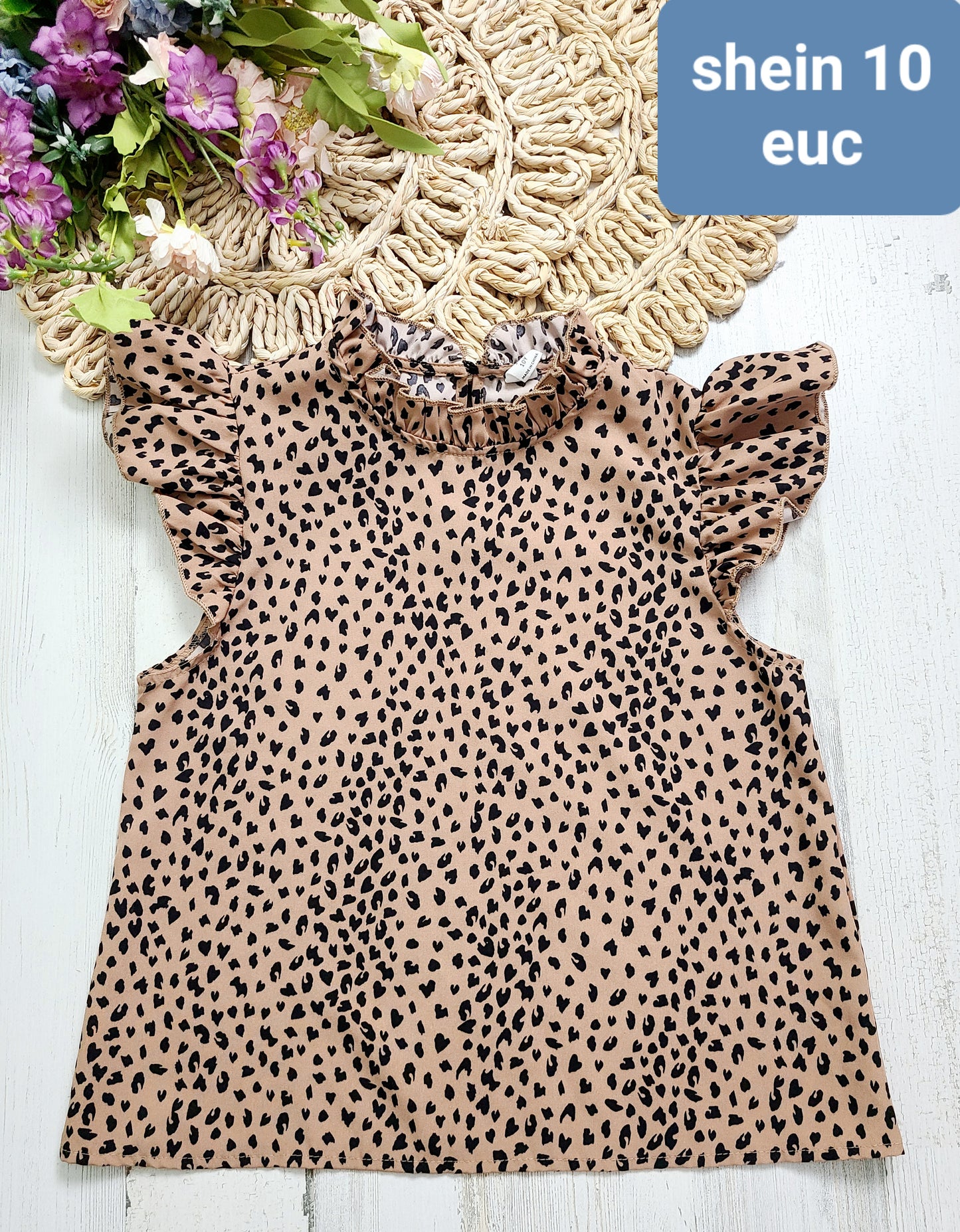 shein  girls ruffle leopard top