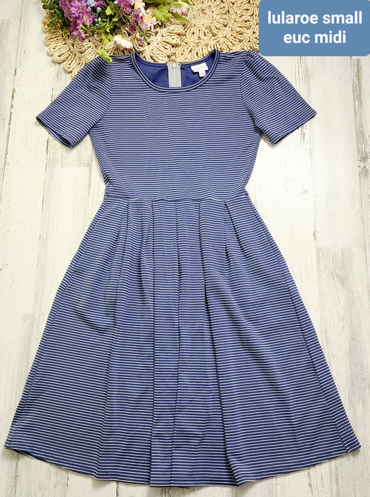 navy striped lularoe dress small