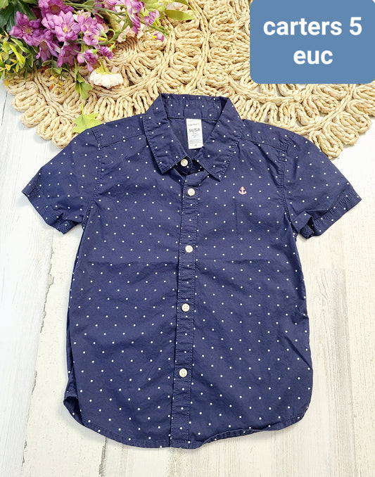 carters navy dot button down