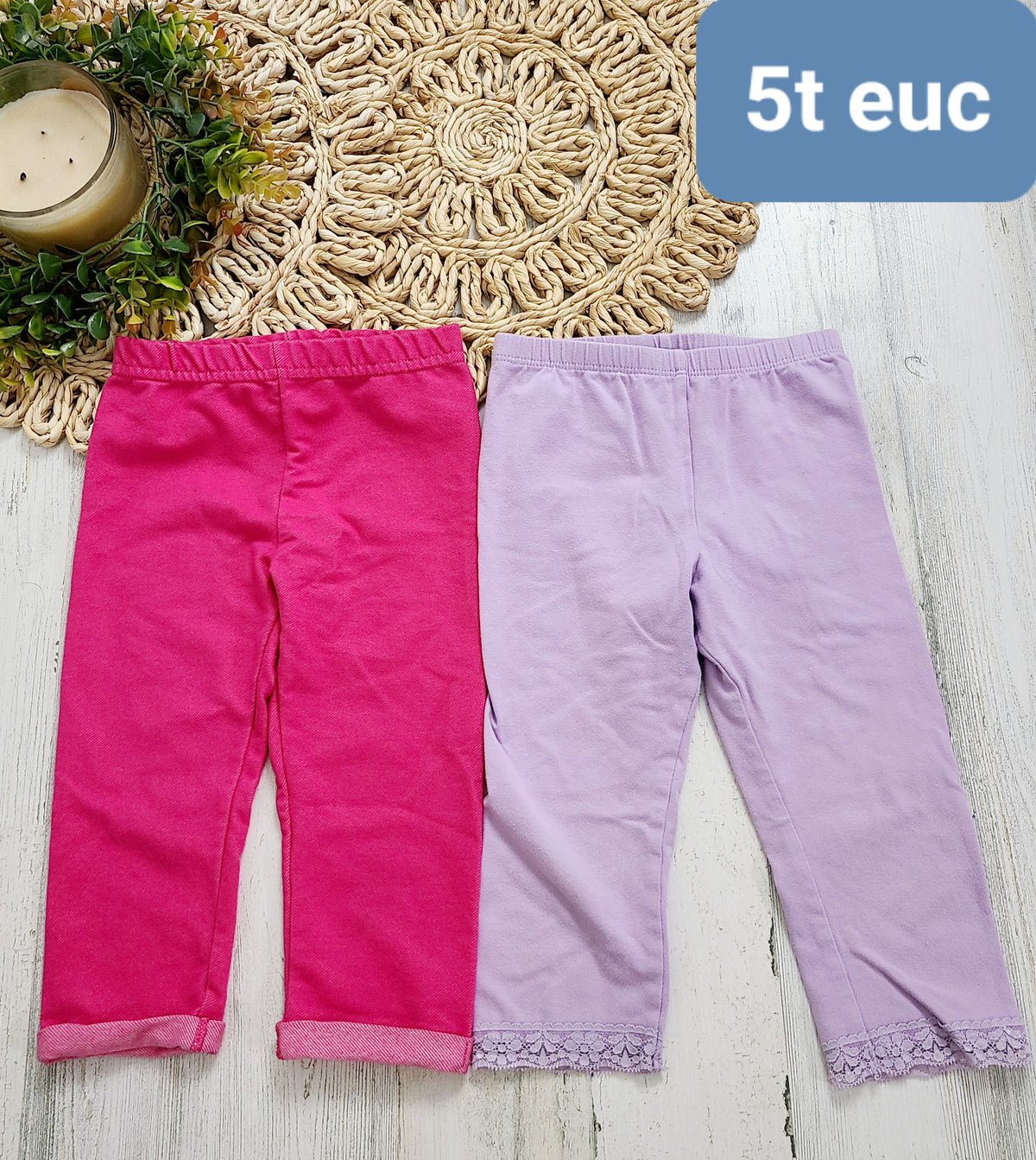 pink and lavender capri jeggings