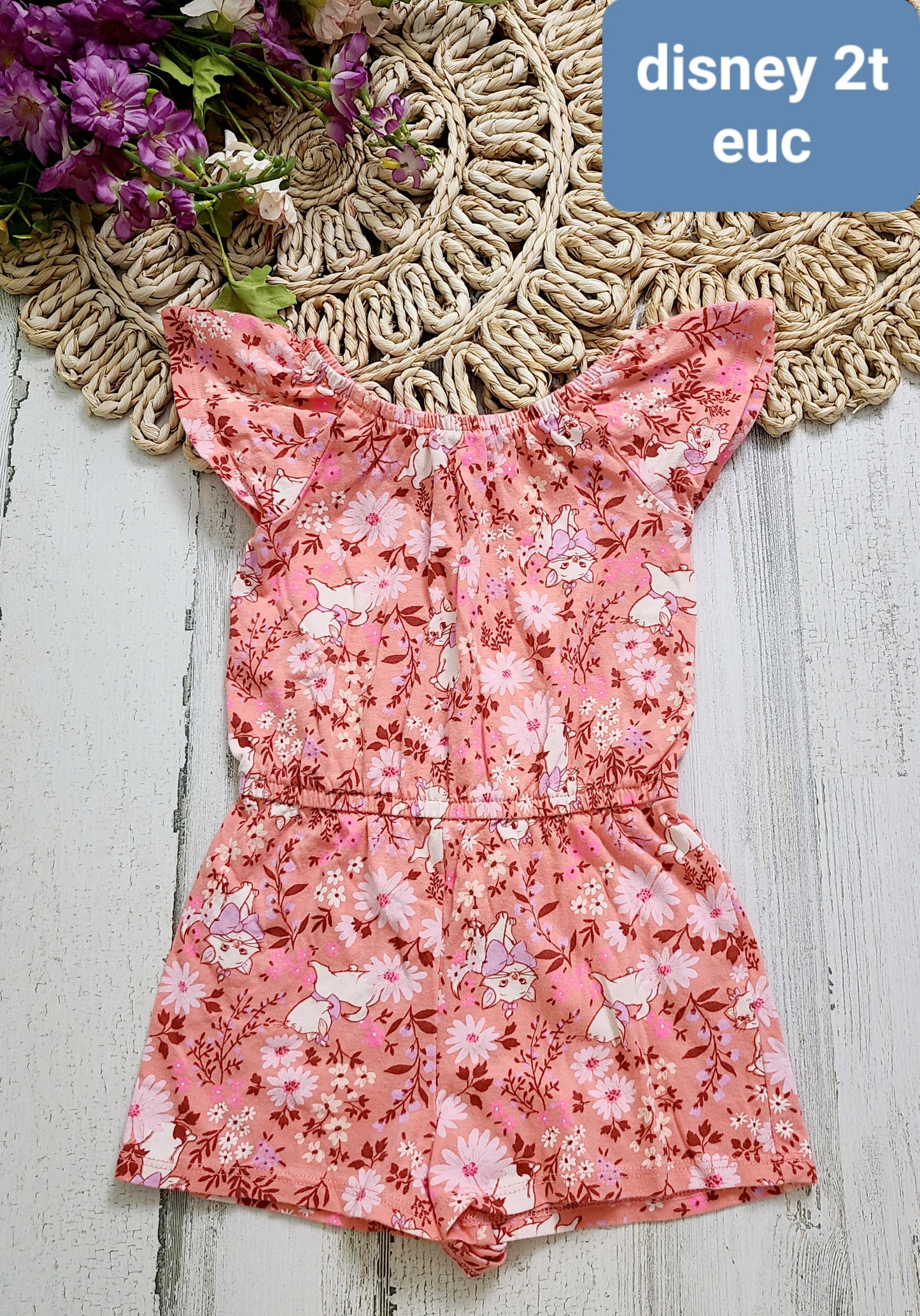 disney pink cat romper